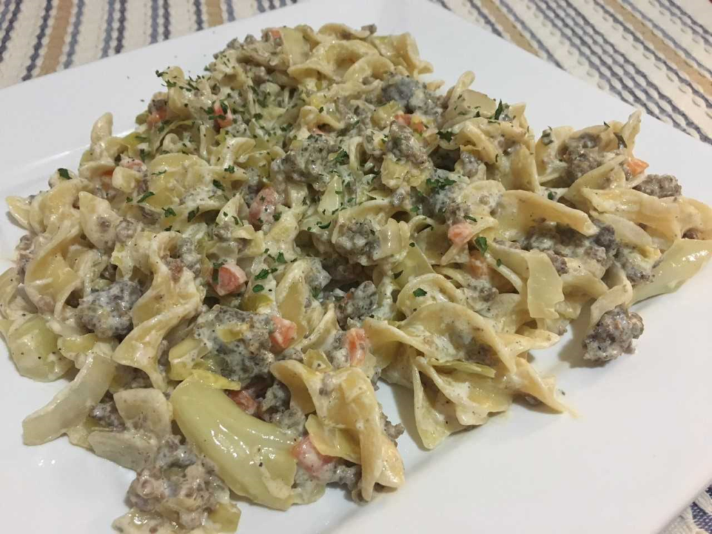 Creamy Cabbage And Sausage Pasta